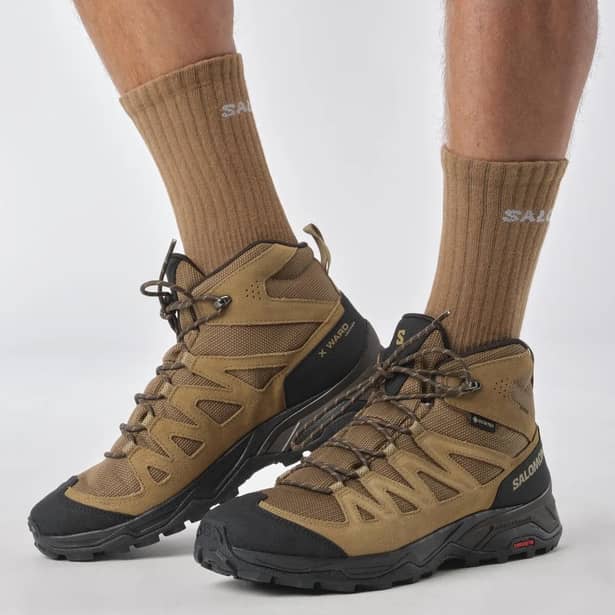7 - Треккинговые ботинки Salomon X Ward Leather MID Gore-Tex. Койот. Размер 40