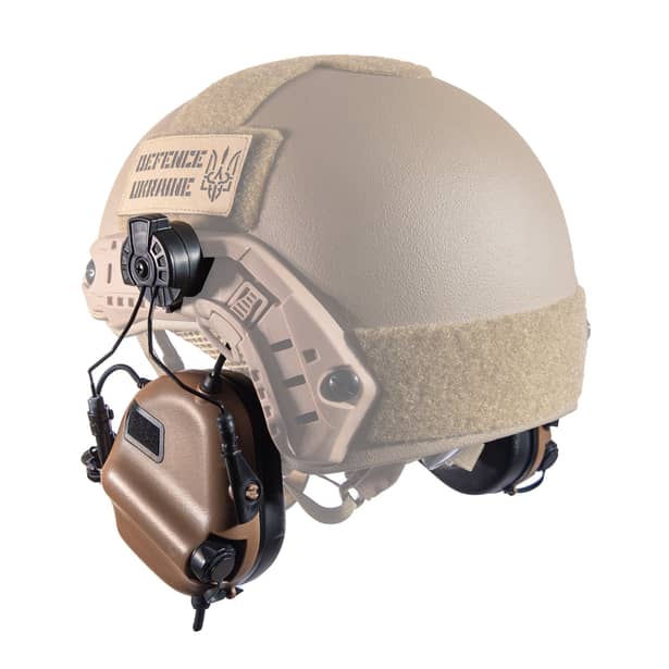 6 - Активні тактичні навушники з мікрофоном Earmor M32H MOD3 Helmet Version Койот