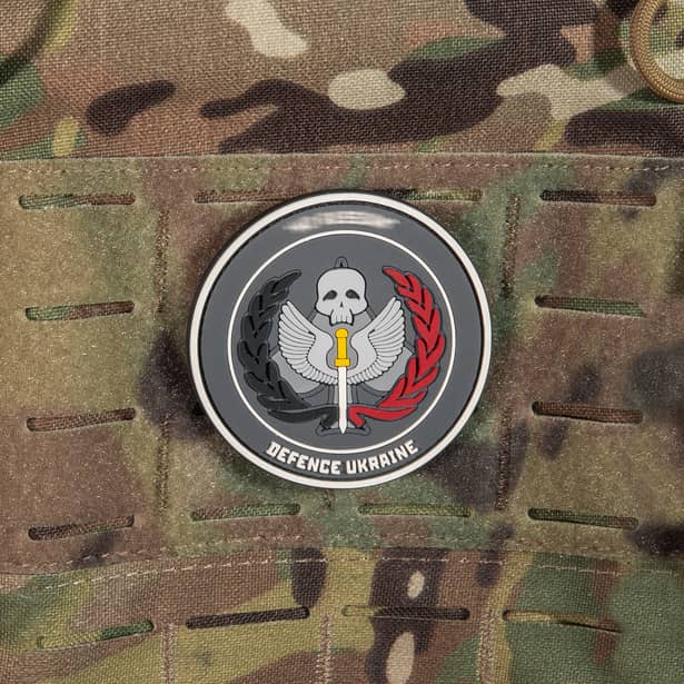 3 - ПВХ Патч (шеврон) “TASK FORCE 141” DEFENCE UKRAINE. Сірий