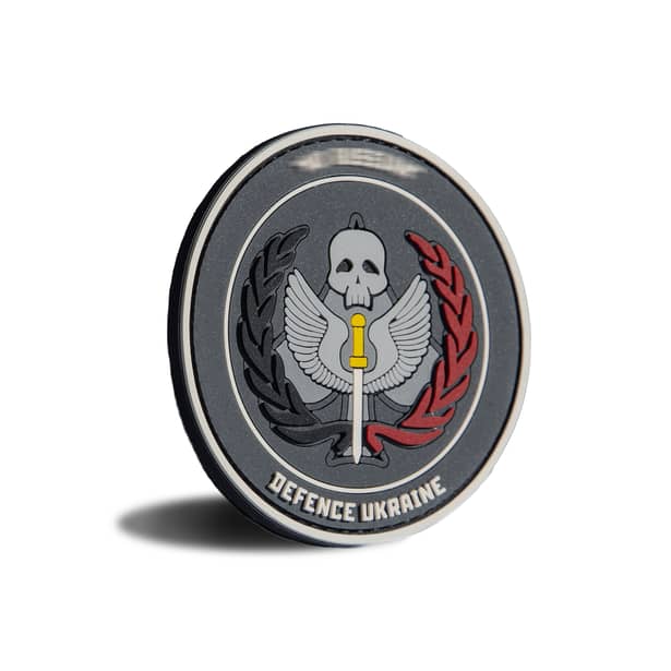 2 - ПВХ Патч (шеврон) “TASK FORCE 141” DEFENCE UKRAINE. Сірий