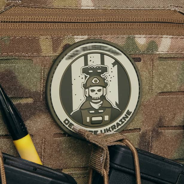 4 - ПВХ Патч (шеврон) GHOST NO RU DEFENCE UKRAINE. Олива