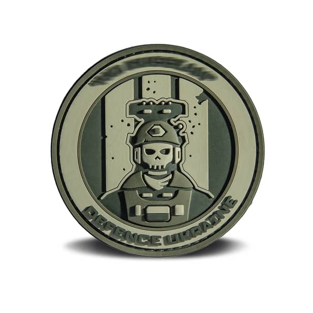 1 - ПВХ Патч (шеврон) GHOST NO RU DEFENCE UKRAINE. Олива