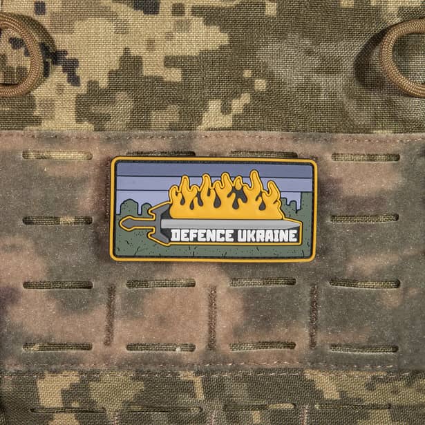 4 - ПВХ Патч (шеврон) «Огнем-Мечем» DEFENCE UKRAINE