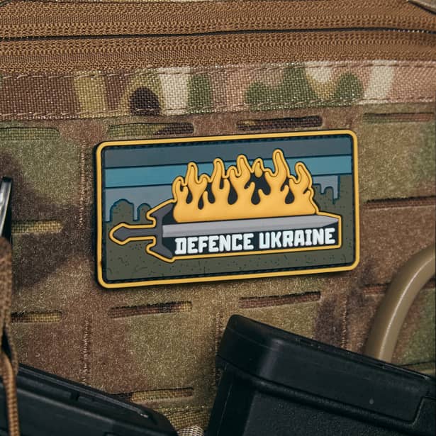 3 - ПВХ Патч (шеврон) «Огнем-Мечем» DEFENCE UKRAINE