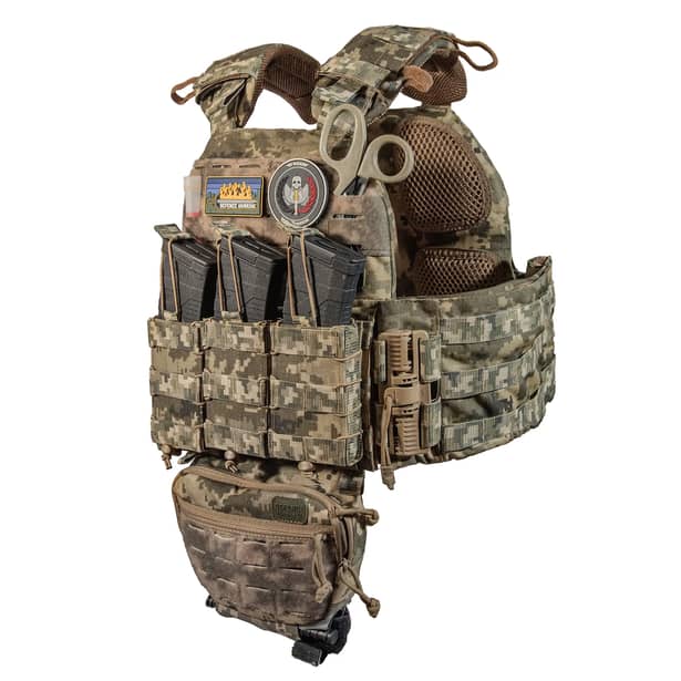 1 - Плитоноска КРУК (Комплект) с системой быстрого сброса. Molle. Цвет Пиксель.