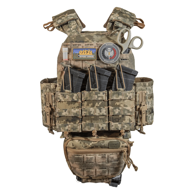 3 - Плитоноска КРУК (Комплект) с системой быстрого сброса. Molle. Цвет Пиксель.