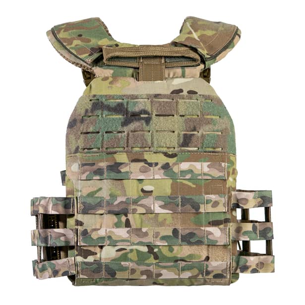 2 - Плитоноска TUR PRO с системой быстрого сброса. Molle. 3 подсумка для AK/AR. Цвет Мультикам.