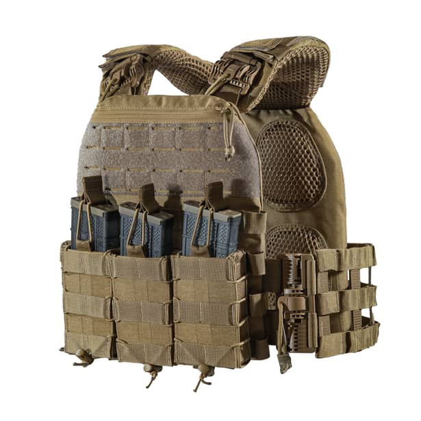 1 - Плитоноска TUR PRO с системой быстрого сброса. Molle. 3 подсумка для AK/AR. Цвет Койот.