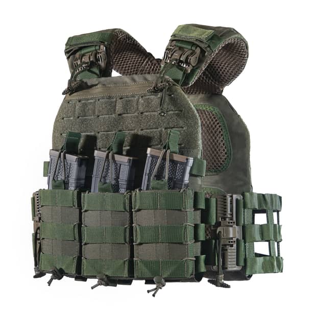 1 - Плитоноска TUR PRO с системой быстрого сброса. Molle. 3 подсумка для AK/AR. Цвет Олива.
