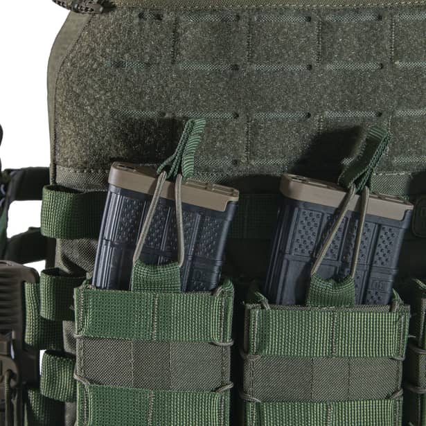 13 - Плитоноска TUR PRO с системой быстрого сброса. Molle. 3 подсумка для AK/AR. Цвет Олива.