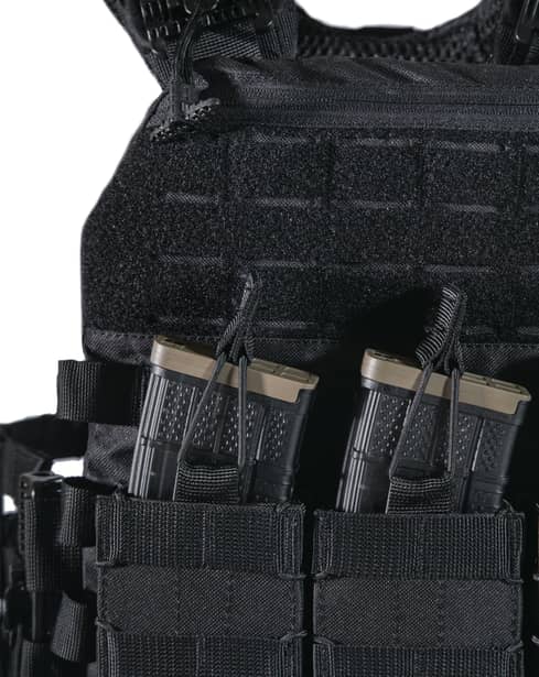 13 - Плитоноска TUR PRO с системой быстрого сброса. Molle. 3 подсумка для AK/AR. Цвет Черный.