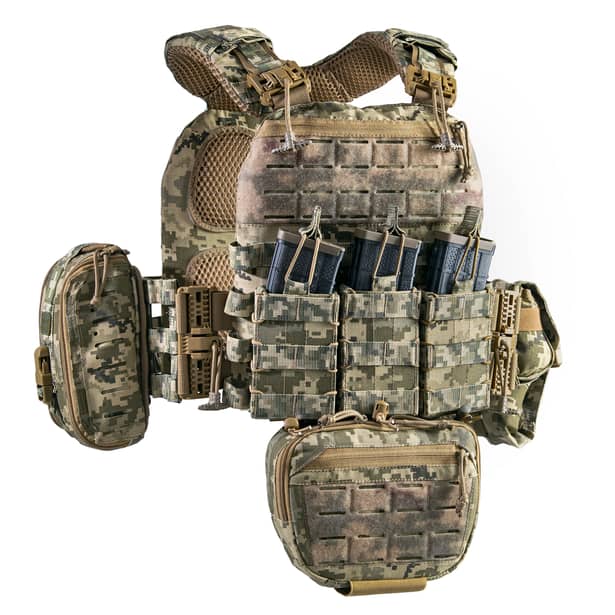 17 - Плитоноска TUR PRO (Комплект) с системой быстрого сброса. Molle. Цвет Пиксель.