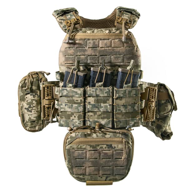 16 - Плитоноска TUR PRO (Комплект) с системой быстрого сброса. Molle. Цвет Пиксель.