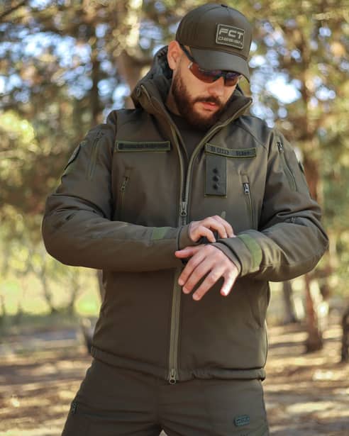 11 - Куртка тактическая Softshell ХАНТЕР. Осень-Весна Олива. Размер S (40-42)