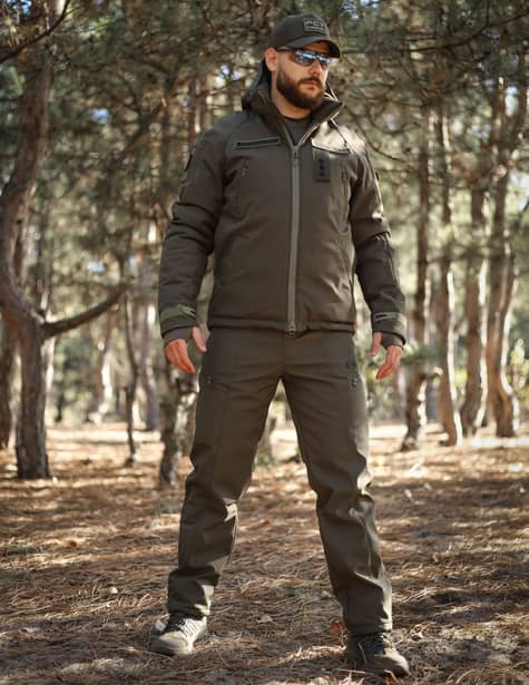 8 - Куртка тактическая Softshell ХАНТЕР. Осень-Весна Олива. Размер S (40-42)