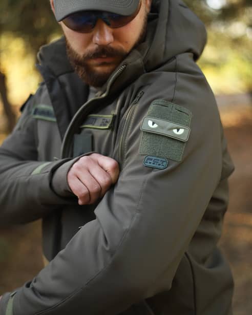 16 - Куртка тактическая Softshell ХАНТЕР. Осень-Весна Олива. Размер S (40-42)