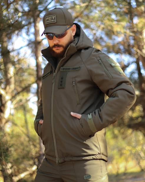 9 - Куртка тактическая Softshell ХАНТЕР. Осень-Весна Олива. Размер S (40-42)