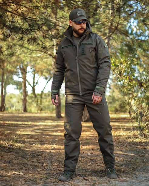 13 - Куртка тактическая Softshell ХАНТЕР. Осень-Весна Олива. Размер S (40-42)