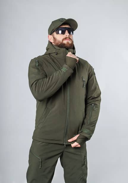 2 - Куртка тактическая Softshell ХАНТЕР. Осень-Весна Олива. Размер S (40-42)