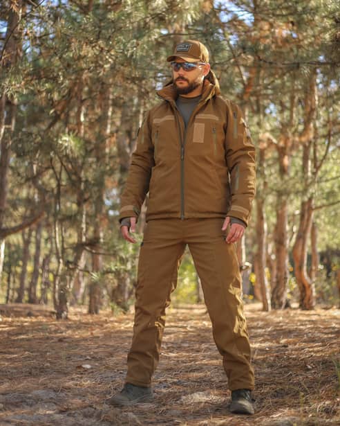 7 - Куртка тактическая Softshell ХАНТЕР. Осень-Весна Койот. Размер S (40-42)