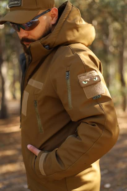 13 - Куртка тактическая Softshell ХАНТЕР. Осень-Весна Койот. Размер S (40-42)