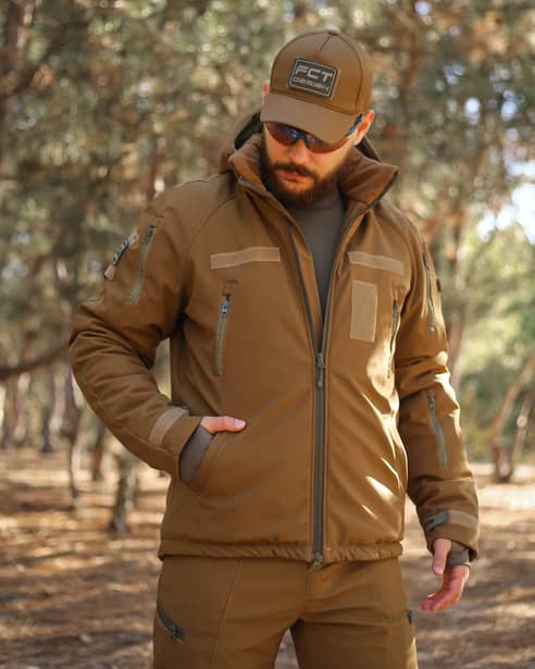 2 - Куртка тактическая Softshell ХАНТЕР. Осень-Весна Койот. Размер S (40-42)