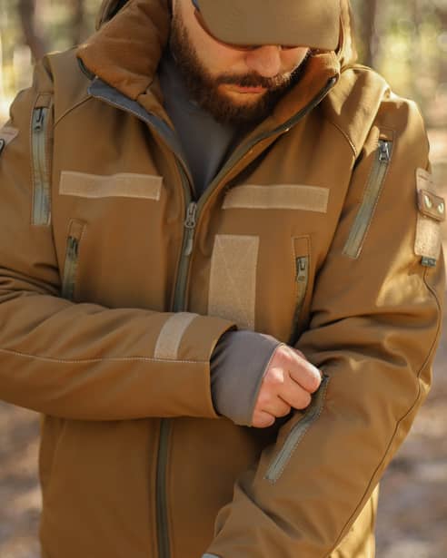 10 - Куртка тактическая Softshell ХАНТЕР. Осень-Весна Койот. Размер S (40-42)