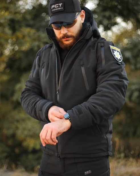8 - Куртка тактична Softshell ХАНТЕР. Осінь-Весна Чорний. Розмір S (40-42)