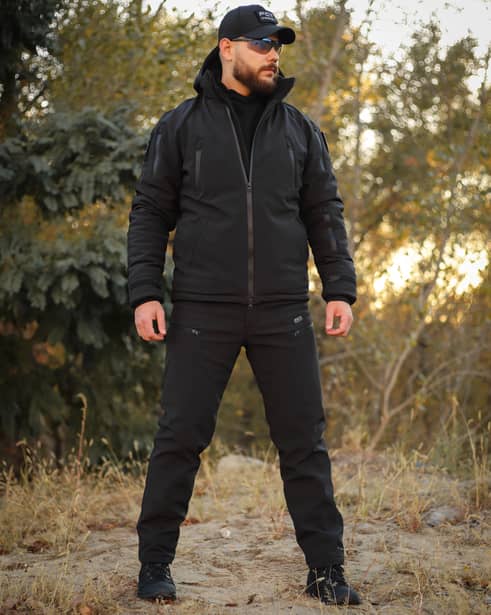 10 - Куртка тактична Softshell ХАНТЕР. Осінь-Весна Чорний. Розмір S (40-42)