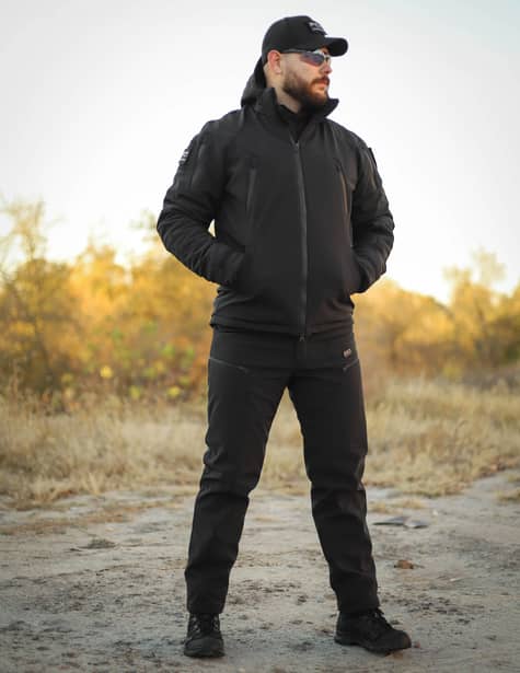 6 - Куртка тактична Softshell ХАНТЕР. Осінь-Весна Чорний. Розмір S (40-42)