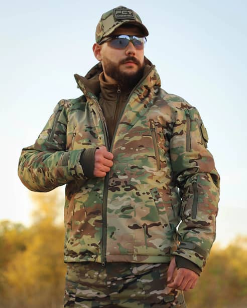 1 - Куртка тактическая Softshell ХАНТЕР. Осень-Весна Мультикам. Размер S (40-42)