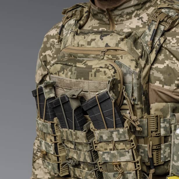 5 - Одинарный пластиковый подсумок под магазины AK\AR. Cordura 1000D. Molle. Пиксель