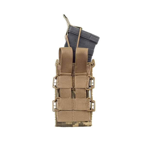 2 - Одинарный пластиковый подсумок под магазины AK\AR. Cordura 1000D. Molle. Пиксель