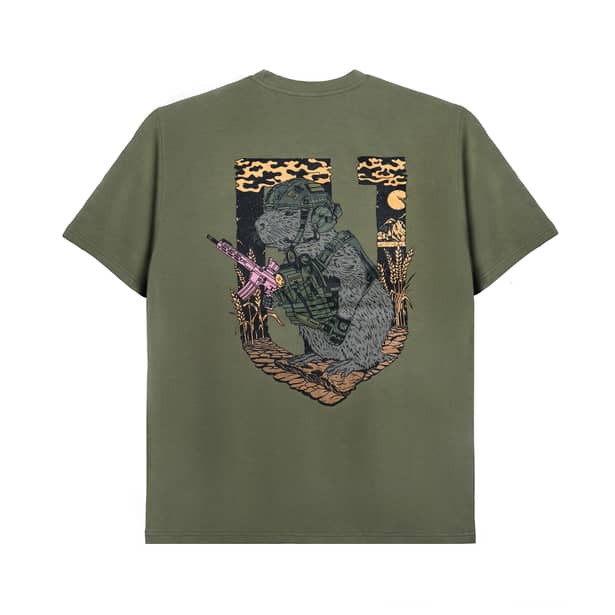 1 - Футболка Military Capybara. Бавовна/еластан. Олива. Розмір М