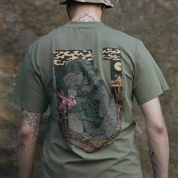 5 - Футболка Military Capybara. Бавовна/еластан. Олива. Розмір М